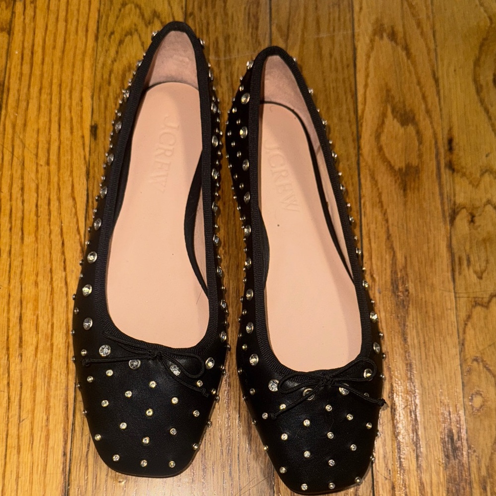 J. Crew Black Studded Flats